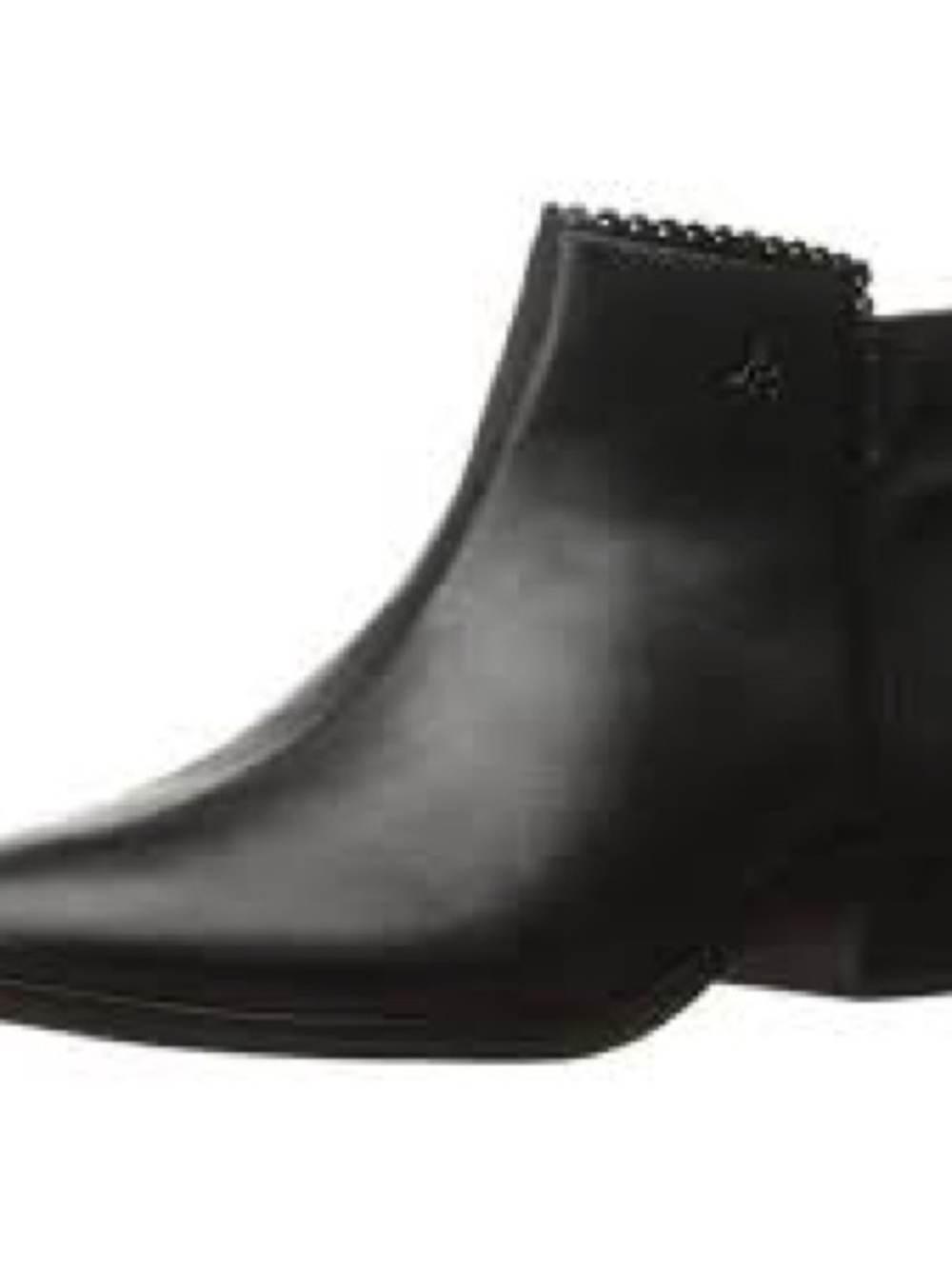 Jack Rogers Bailee Black Leather Scallop-Trim Ankle Bootie
